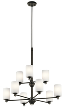 Kichler 43924OZ - Joelson 33" 9 Light Chandelier with Satin Etched Cased Opal and Clear Glass Accent Glass in Olde