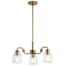 Kichler 52397WBR - Aivian™ 23" 3 Light Chandelier with Clear Glass Weathered Brass