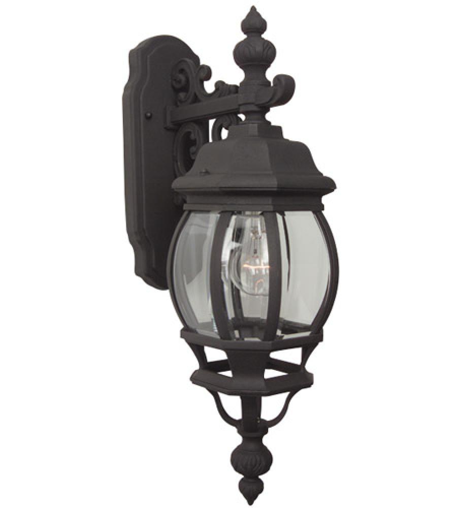 French Style 1 Light Small Outdoor Wall Lantern in Textured Black