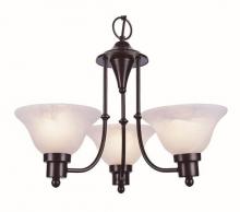 Trans Globe 6544 WB - Perkins 3-Light, 3-Shade Glass Bell Chandelier with Chain