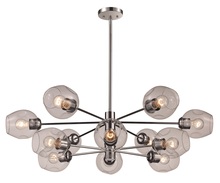 Trans Globe PND-2127 PC - Clusters Collection 12-Light, 12-Shade Glass and Metal Mid-Century Style Sputnik Chandelier