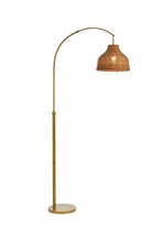 Elegant LD5104FL34BR - Flos rattan dome shade floor lamp in brass