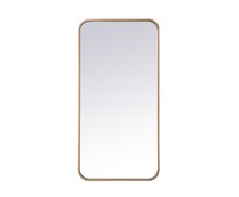 Elegant MR801836BR - Soft corner metal rectangular mirror 18x36 inch in Brass