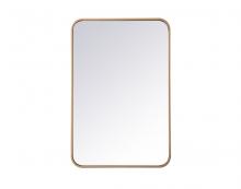Elegant MR802030BR - Soft Corner Metal Rectangular Mirror 20x30 Inch In Brass