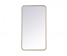 Elegant MR802036BR - Soft Corner Metal Rectangular Mirror 20x36 Inch In Brass