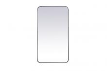 Elegant MR802036S - Soft Corner Metal Rectangular Mirror 20x36 Inch In Silver