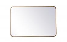 Elegant MR802436BR - Soft Corner Metal Rectangular Mirror 24x36 Inch In Brass