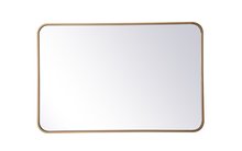 Elegant MR802436BR - Soft corner metal rectangular mirror 24x36 inch in Brass