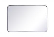 Elegant MR802436S - Soft Corner Metal Rectangular Mirror 24x36 inch in Silver