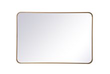 Elegant MR802740BR - Soft corner metal rectangular mirror 27x40 inch in Brass