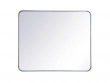 Elegant MR803036S - Soft Corner Metal Rectangular Mirror 30x36 Inch In Silver