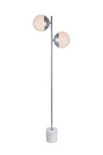 Elegant LD6112C - Eclipse 2 Lights Chrome Floor Lamp With Frosted White Glass