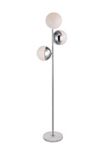 Elegant LD6160C - Eclipse 3 Lights Chrome Floor Lamp With Frosted White Glass
