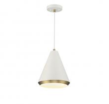 Savoy House Meridian M70122WHNB - 1-Light Pendant in White with Natural Brass